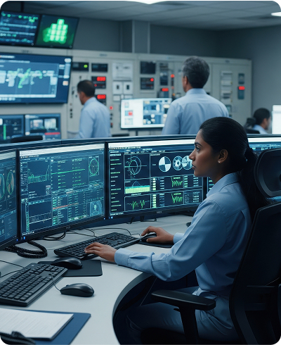 femme faisant du monitoring sur pc